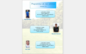 Programme de nos arbitres semaine 19