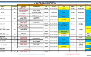 Planning entrainements & Matchs saison 2018 / 2019