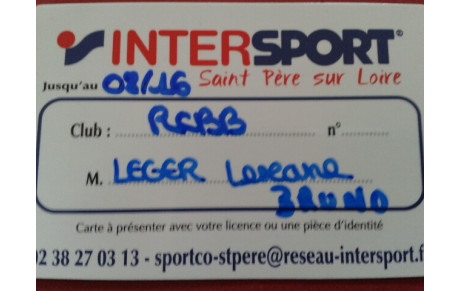 Carte de réduction INTERSPORT