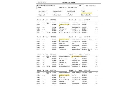 Calendrier championnat 2e Div saison 2018-2019