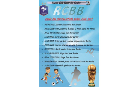 CALENDRIER DES MANIFESTATIONS AU RCBB SAISON 2018-2019