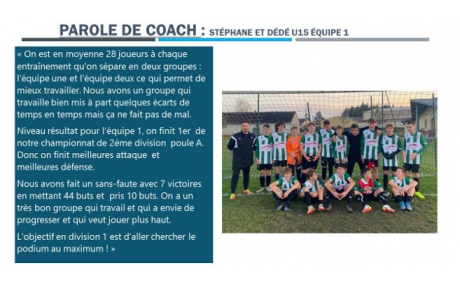Parole de coach U15